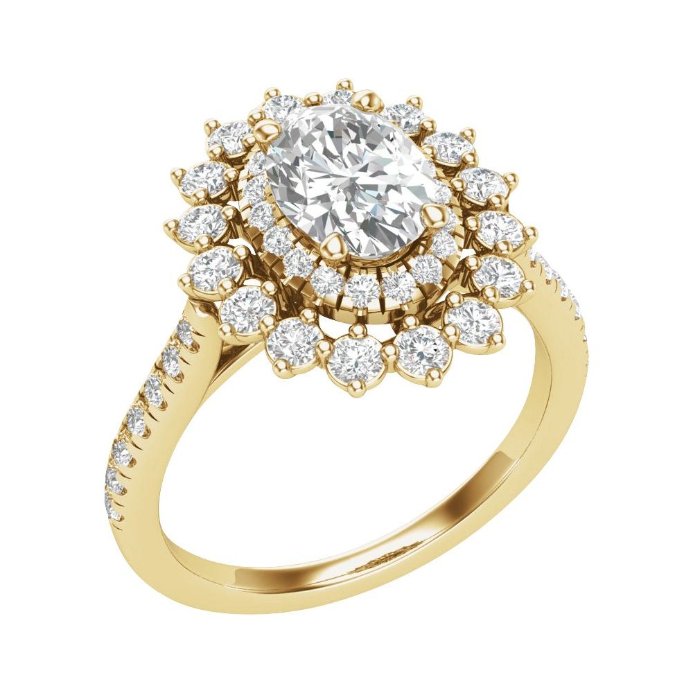 Oval Halo Diamond Cluster Engagement Ring