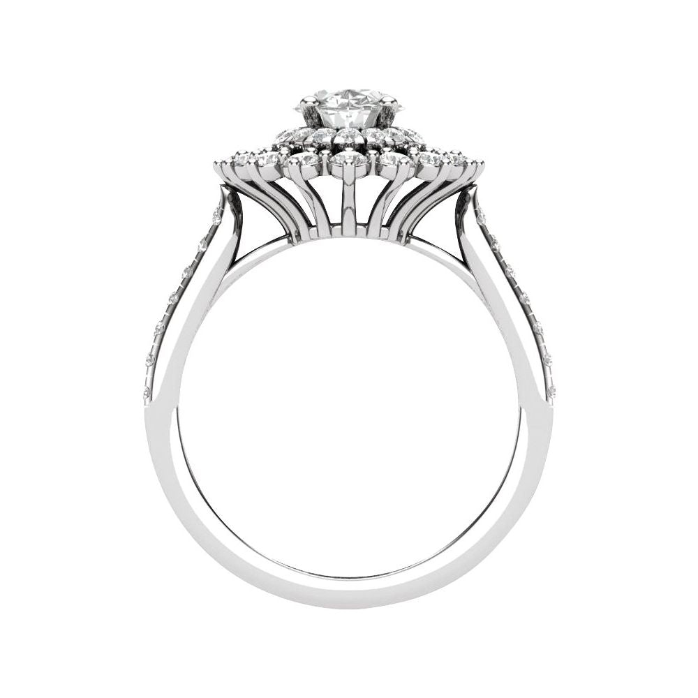Oval Halo Diamond Cluster Engagement Ring