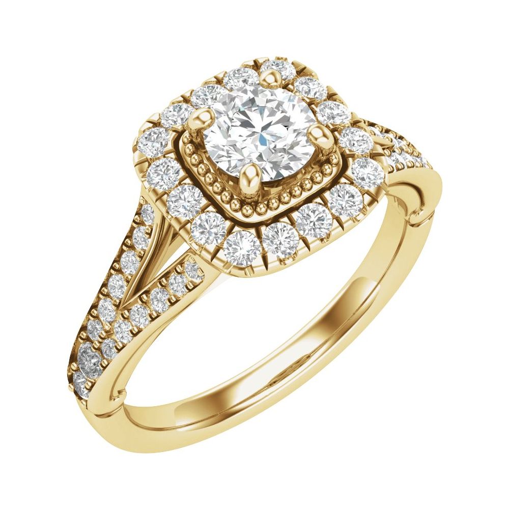 Round Diamond Double Halo Engagement Ring