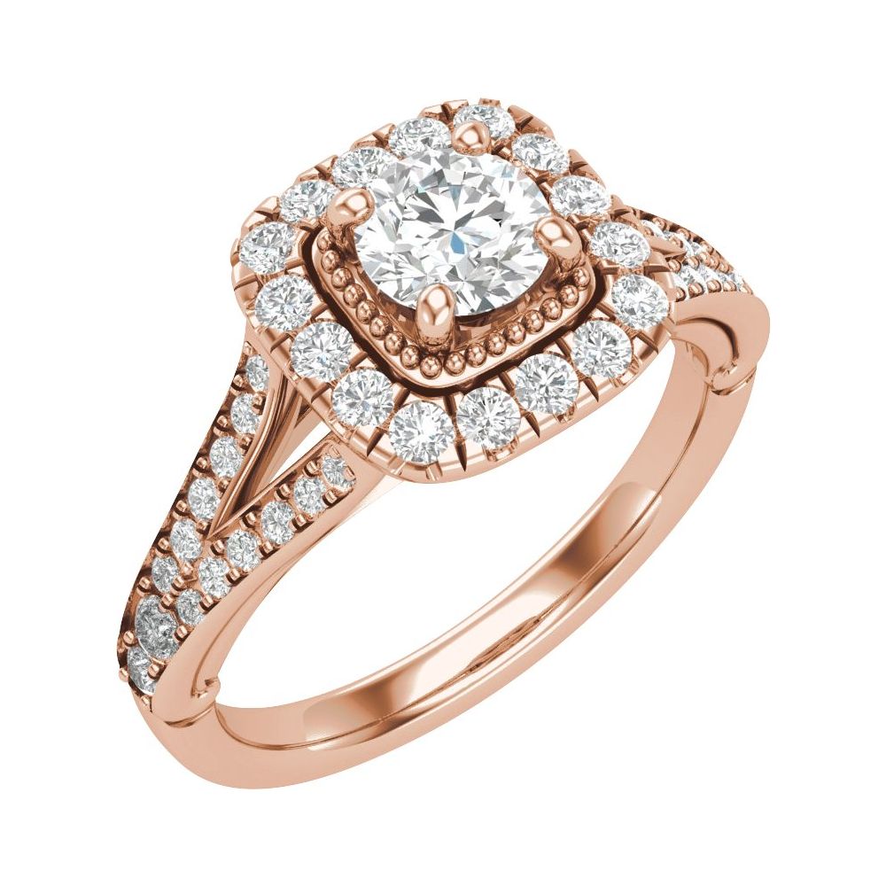 Round Diamond Double Halo Engagement Ring