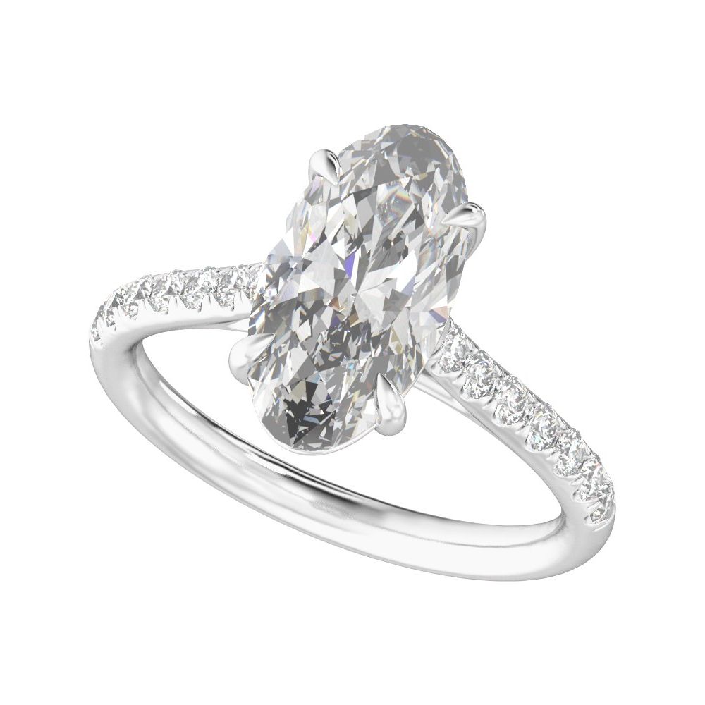 Oval Diamond Accented Engagement Ring