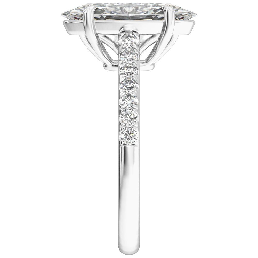 Oval Diamond Accented Engagement Ring