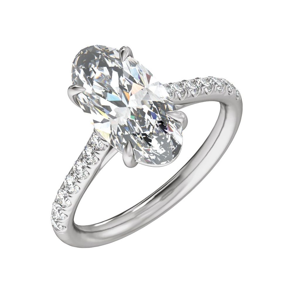Oval Diamond Accented Engagement Ring