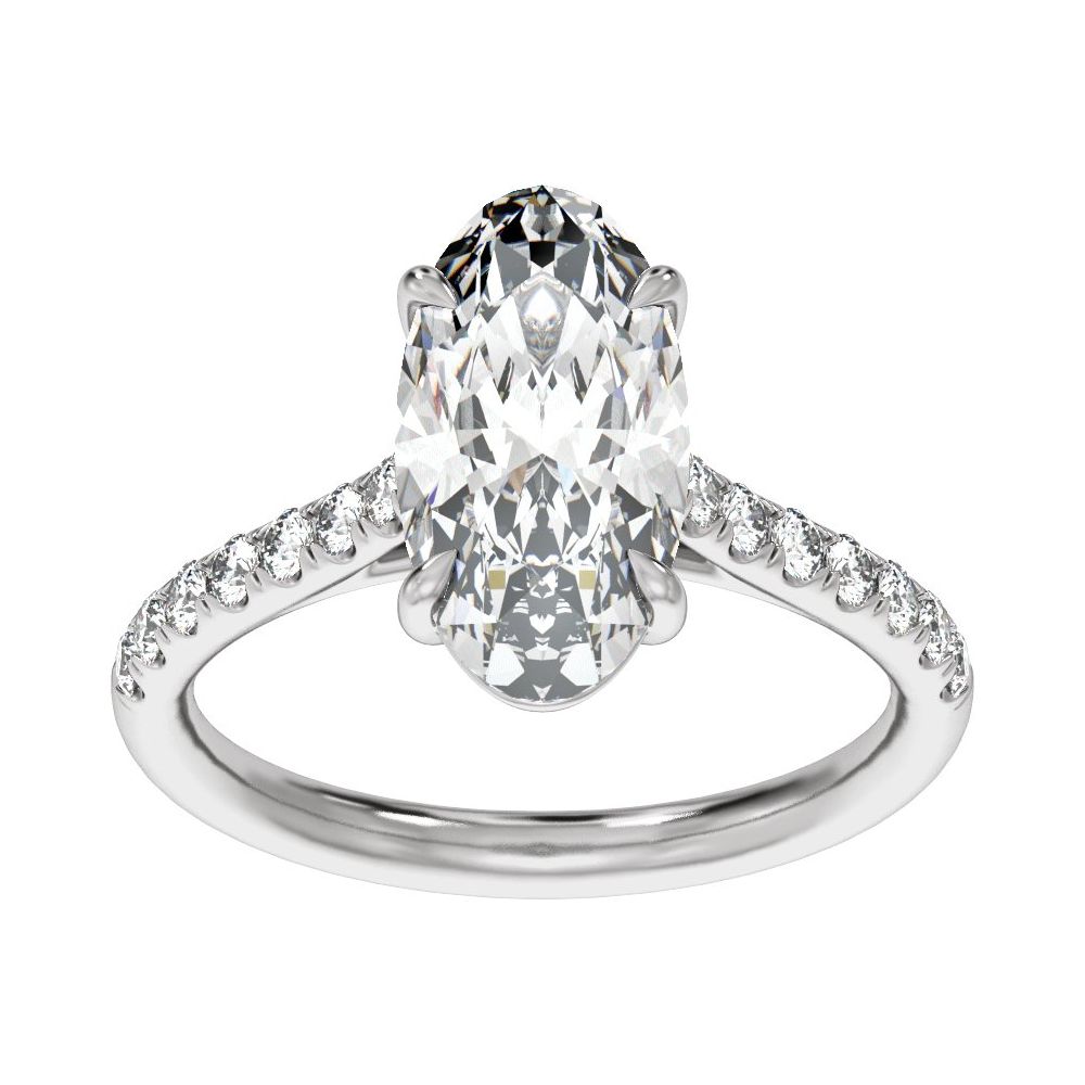 Oval Diamond Accented Engagement Ring
