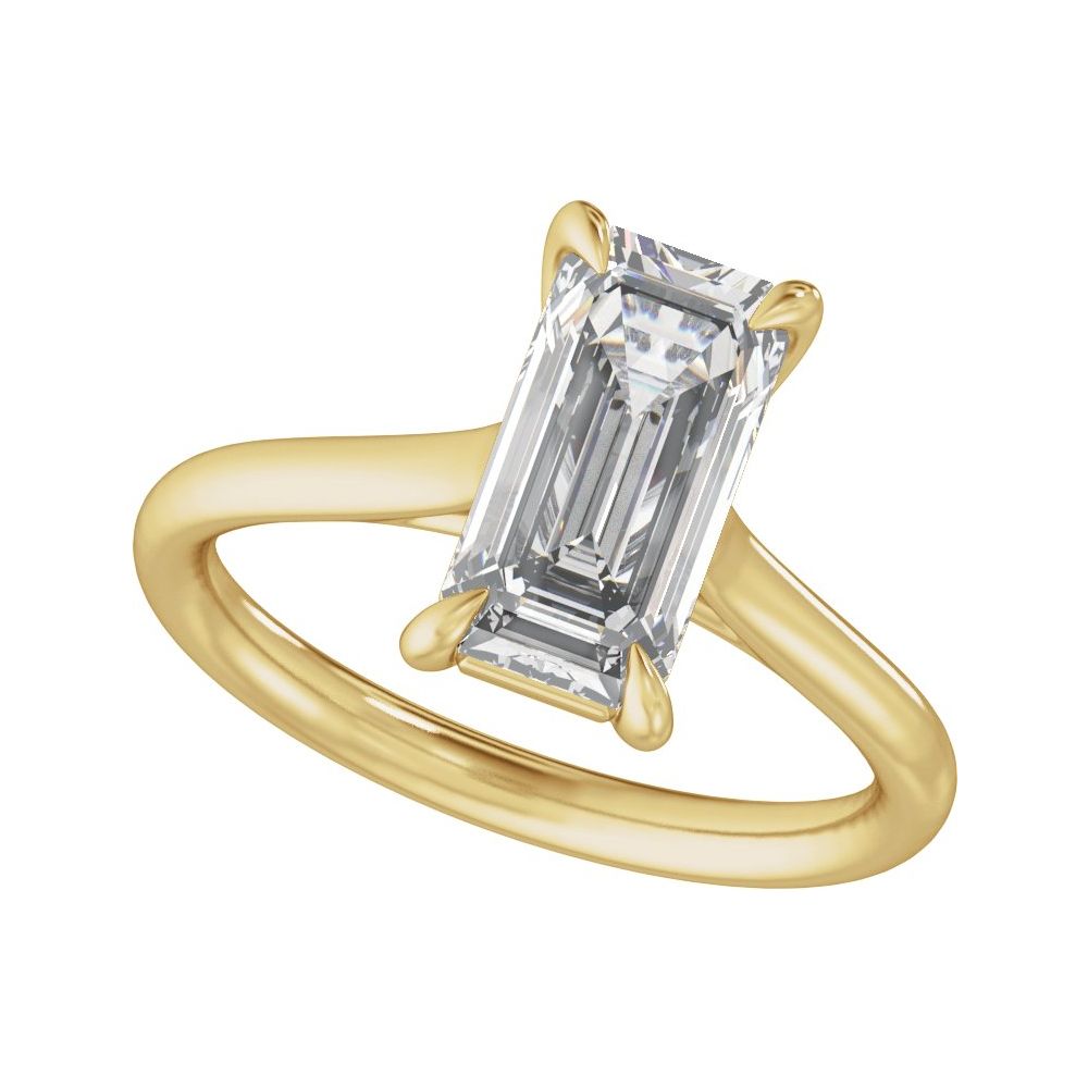 Prong Set Emerald Diamond Engagement Ring