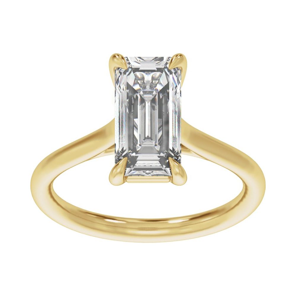 Prong Set Emerald Diamond Engagement Ring
