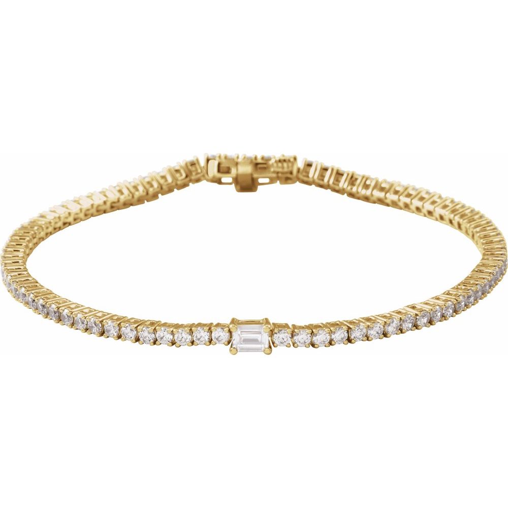 Diamond Tennis Bracelet with Emerald Center Stone