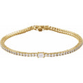 Diamond Tennis Bracelet with Emerald Center Stone