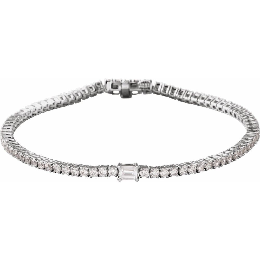 Diamond Tennis Bracelet with Emerald Center Stone